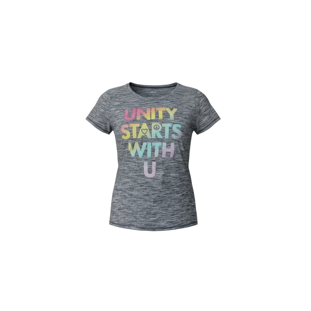 Justice Graphic Tee Girls Size 20 Gray Unity Starts With U Rainbow Space Dye